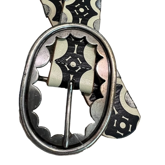 PLENTY by Tracy Reese Leather Belt Cream Black  Sz M - Picture 8 of 10